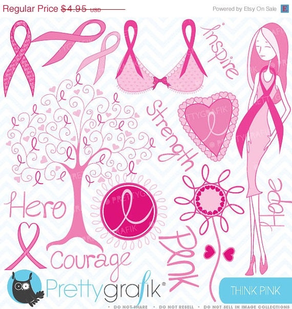 60% OFF SALE Breast cancer clipart commercial use, vector graphics, digital clip art, digital images - CL388 Il_570xn