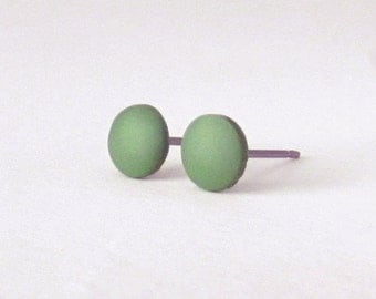 Olive Green studs, matte green earrings, unisex earrings, matte green studs, army green studs, mens earrings, mens studs