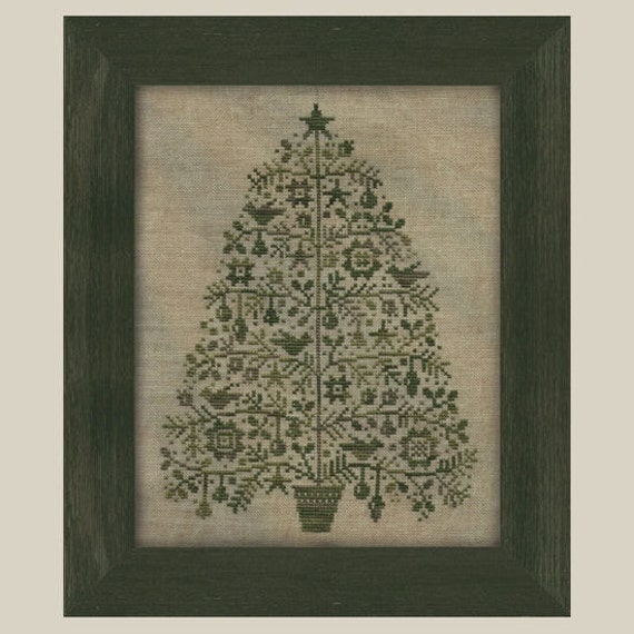 Primitive Cross Stitch Pattern Oh Christmas Tree