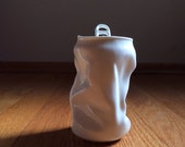 Porcelain crumpled soda can vase