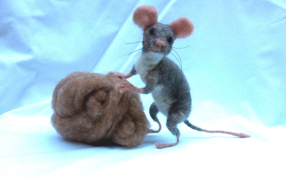 Needle Felted Mouse Poseable Soft Sculpture of by MyBuddyBling