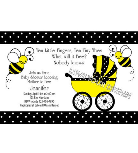 toes wording tiny shower baby invitation jpeg Shower PRINT YOU Invitation file Bee Baby Honey