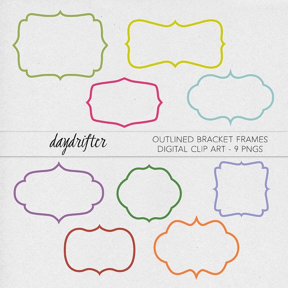 Instant Download Outlined Bracket Frames Photo Overlays