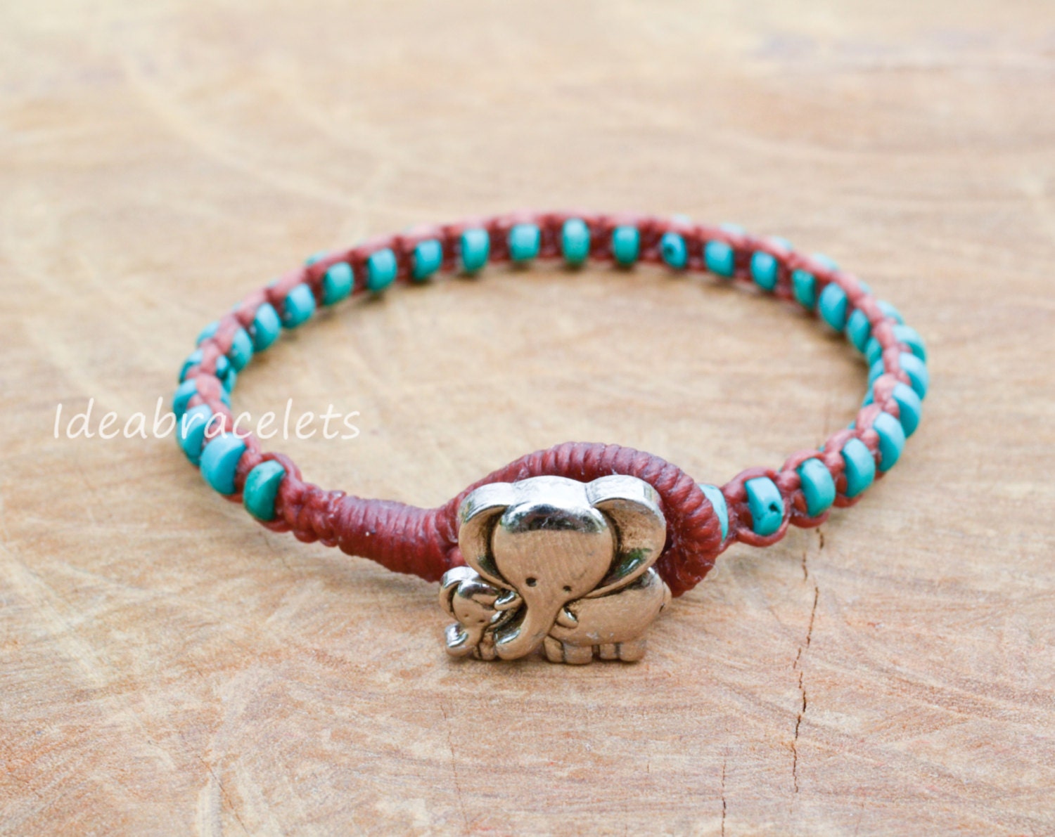 Turquoise Beaded Elephant Bracelets Gemstone Handmade T