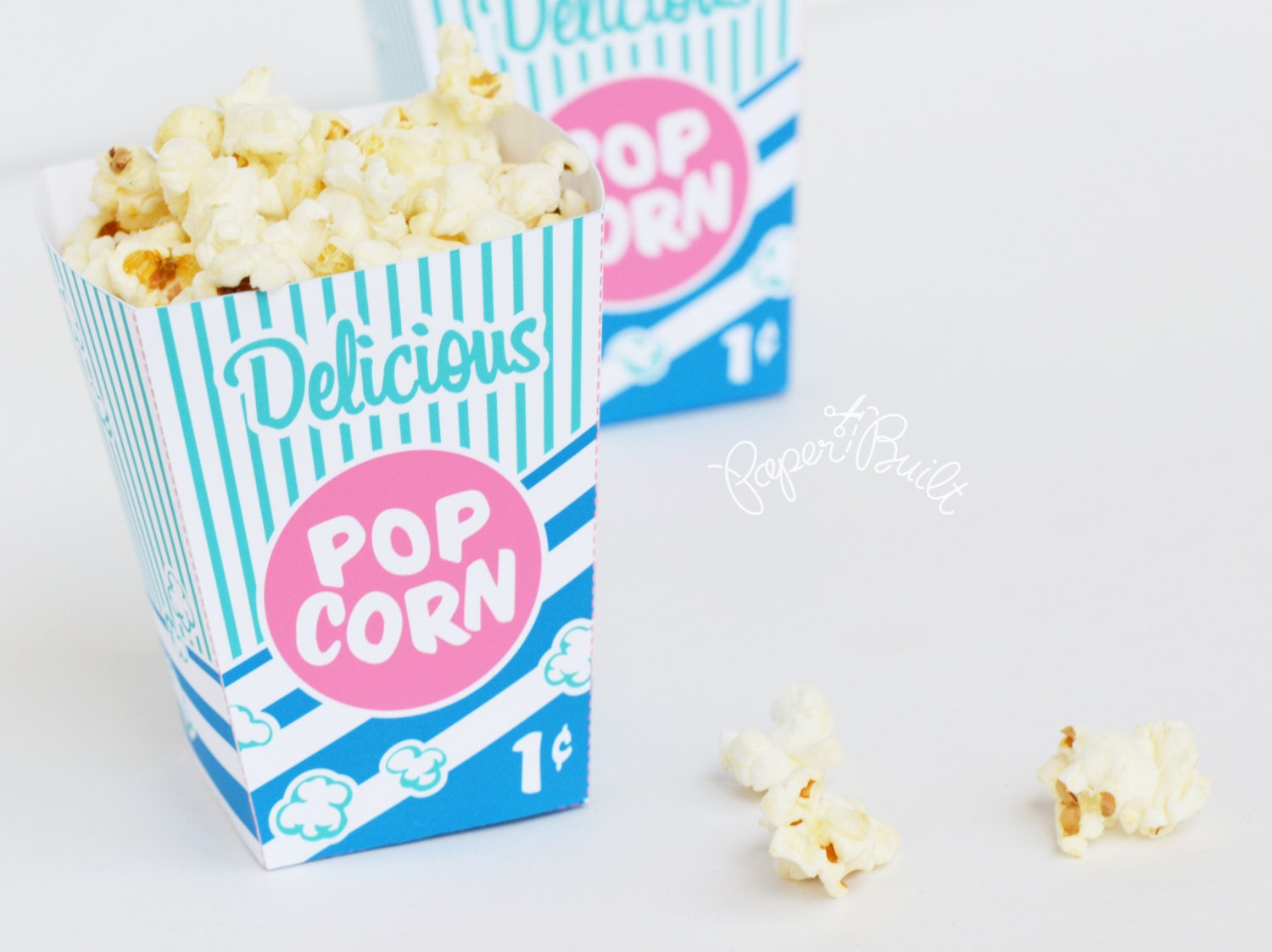 Pink Turquoise And Blue Popcorn Box Circus Party Carnival