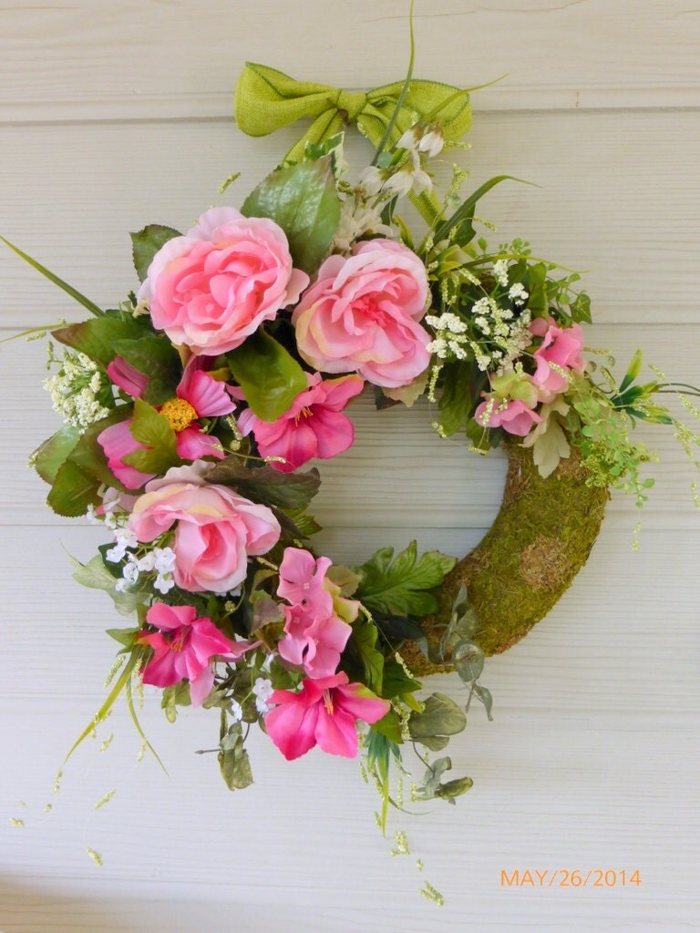 Spring Wreath Elegant pink rose wreath Summer Wreath