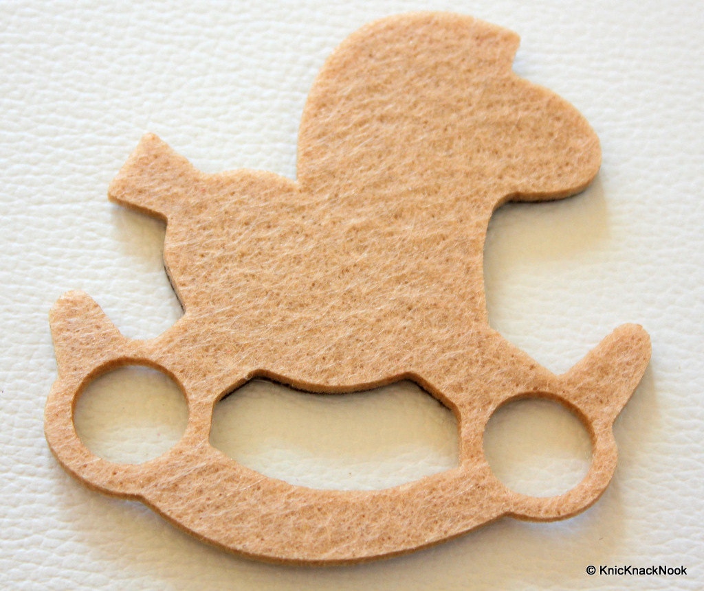 Dark Brown Rocking Horse Felt Applique Patch from KnicKnackNook on Etsy