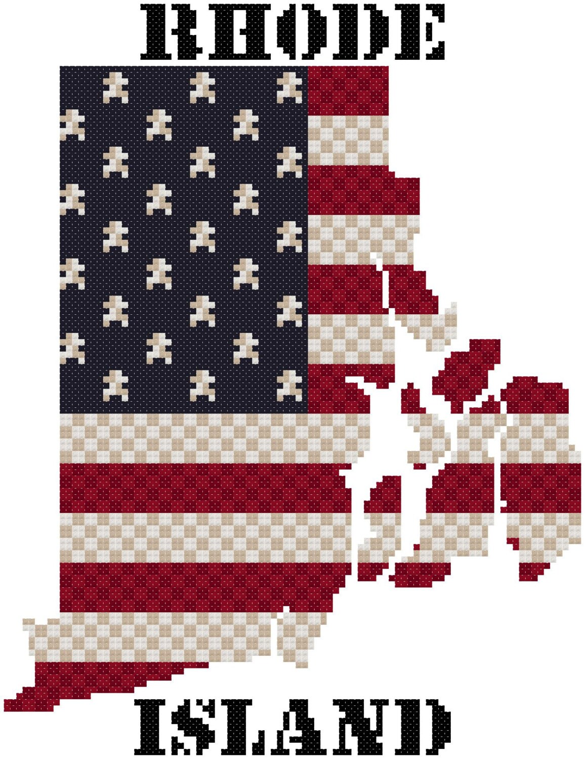Rhode Island Stars Cross Stitch