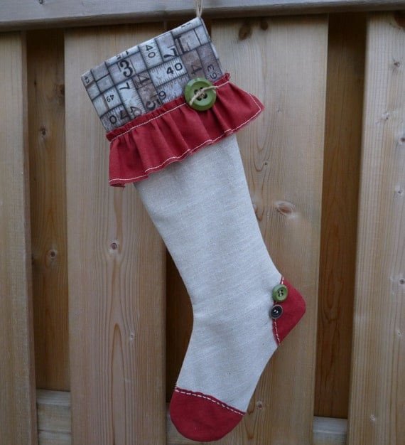 Christmas Stocking - Shabby Stocking - Classic Stocking - Tim Holtz Ecletic Elements Stocking - Vintage Stocking - Eclectic Stocking