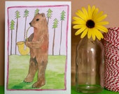 Jazz Bear, Hand Illustrated Greetings Card