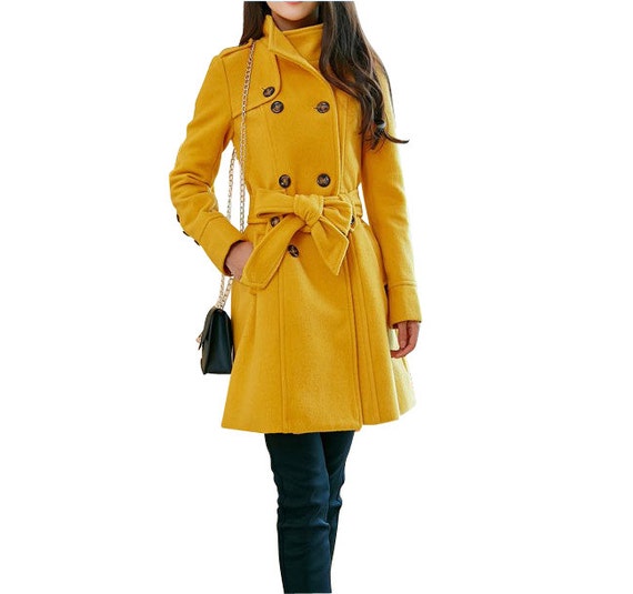 Yellow Women coats/jacket OL jacket Wool coat by AngelCity2012