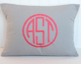 Monogram Pillow - Double Circle Personalized Pillow - ALL SIZES - Baby Gift - Wedding Gift - Dorm Decor