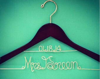 Personalized Custom two line Bridal Hanger, Wedding Hanger, Wedding dress hanger. Bridal Hanger, Bride