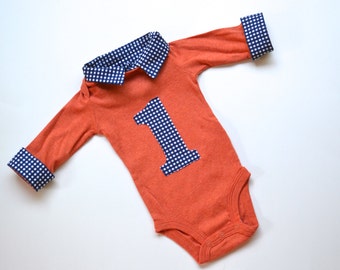 baby boy button down onesie