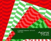 ON SALE 50 % OFF herringbone printable digital collage sheet, Christmas colors, green, red, scrapbooking paper pack, background, set of 5, i Il_170x135