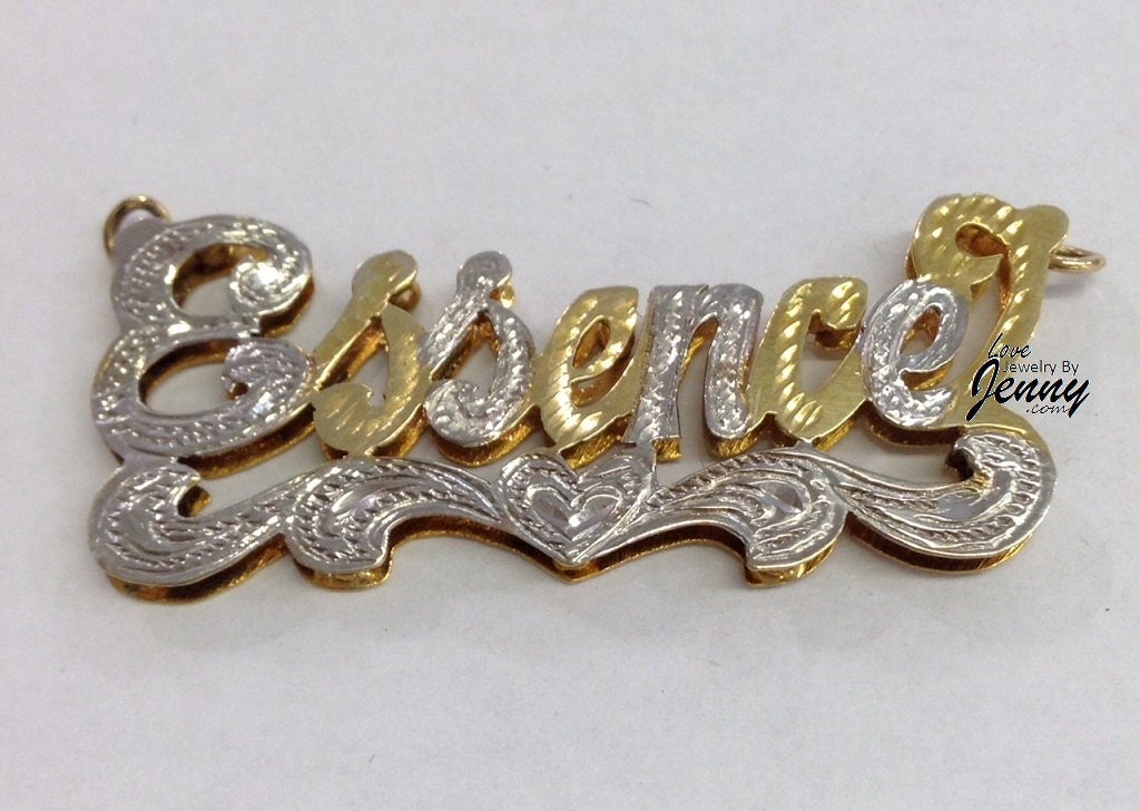 14K Gold Overlay 3D Double Plate Name NECKLACE/free