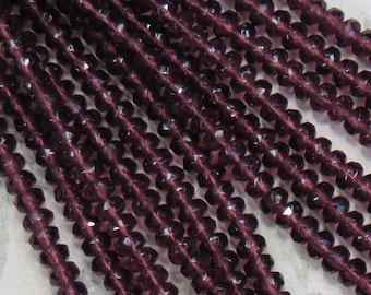Amethyst Faceted Rondelle Czech Beads, 50 Beads - Item 1621