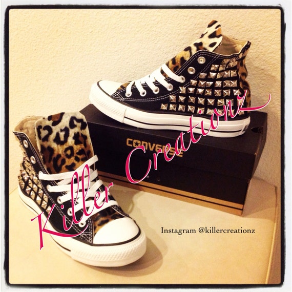 converse leopard silver