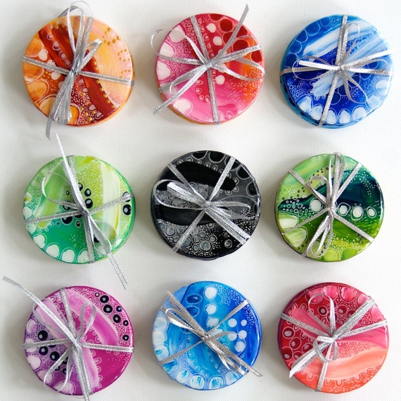 Hand Painted Coasters Resin Coated Drink by MandyKopelkeArt