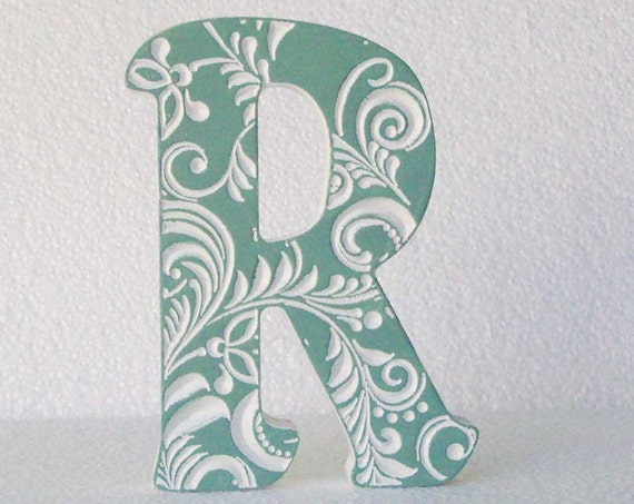 Exclusive gift green wooden letters for nursery wedding