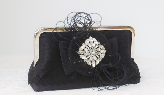 Items similar to Bridesmaid Clutch / Black Handbag / Evening Bag ...