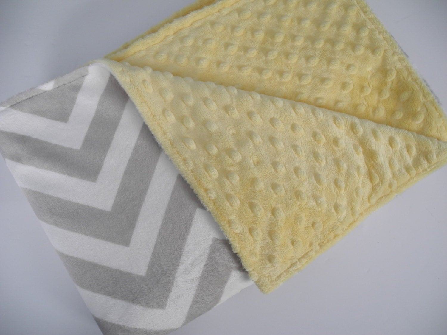 Personalized Baby Blanket Yellow Elephant on Grey Chevron