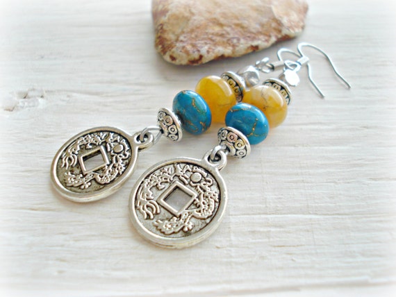 Items Similar To Boho Gypsy Earrings Tribal Earrings Boho Turquoise   Il 570xN.558739304 Pp24 