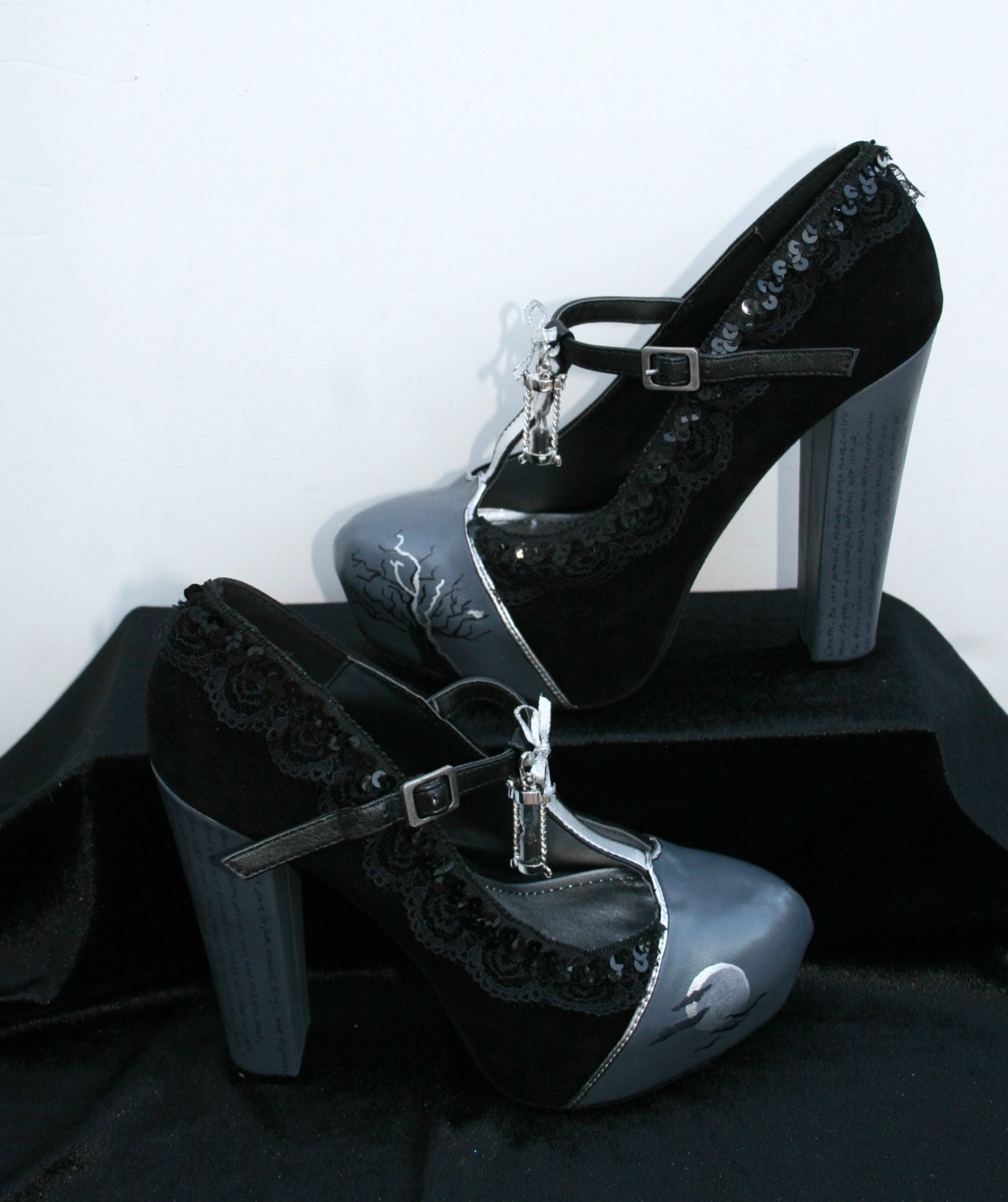 READY TO SHIP Memento Mori Heels Funeral Heels Cemetery Heels