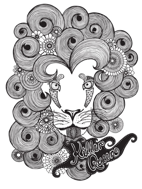 Killer QUEEN Colouring Page Colour with Me by HelloAngelCreative