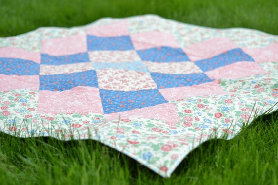 pink and blue shabby chic quilt by sewbokan on etsy pink and blue shabby chic quilt by sewbokan on etsy