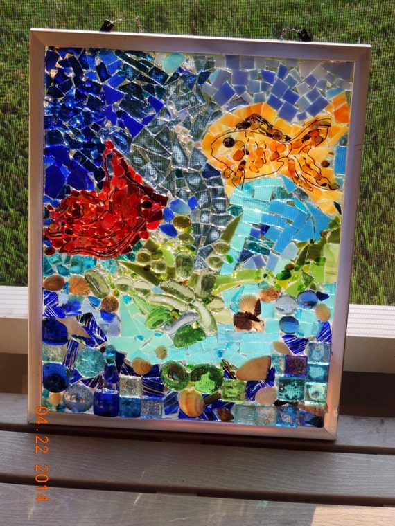 Stained Glass Mosaic Window Panel Aquarium no by MosaicsofGlass