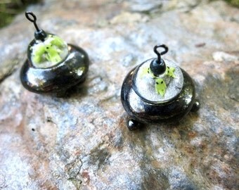 UFO Necklace Alien Jewelry Flying Saucer Geekery Necklace Gift Alien Ship Gift Sci Fi Extraterrestrial Ceramic Resin Jewelry Dark Metallic