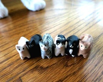 Ceramic Miniature Cat Sculpture Pet Cat Ceramic Animal Totem Cat Lover Gift Tiny Cat Gift Miniature Animal Figurine Cat Decor Pocket Animal