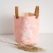 Pink Fabric Basket, screen printed Bird design