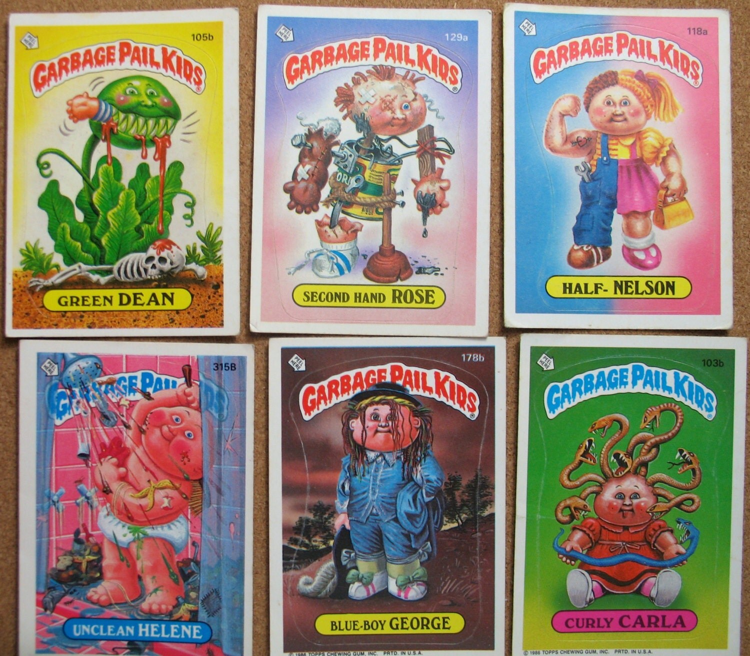 GARBAGE PAIL KIDS Trading Card Stickers 6 pcs by ValueARTifacts