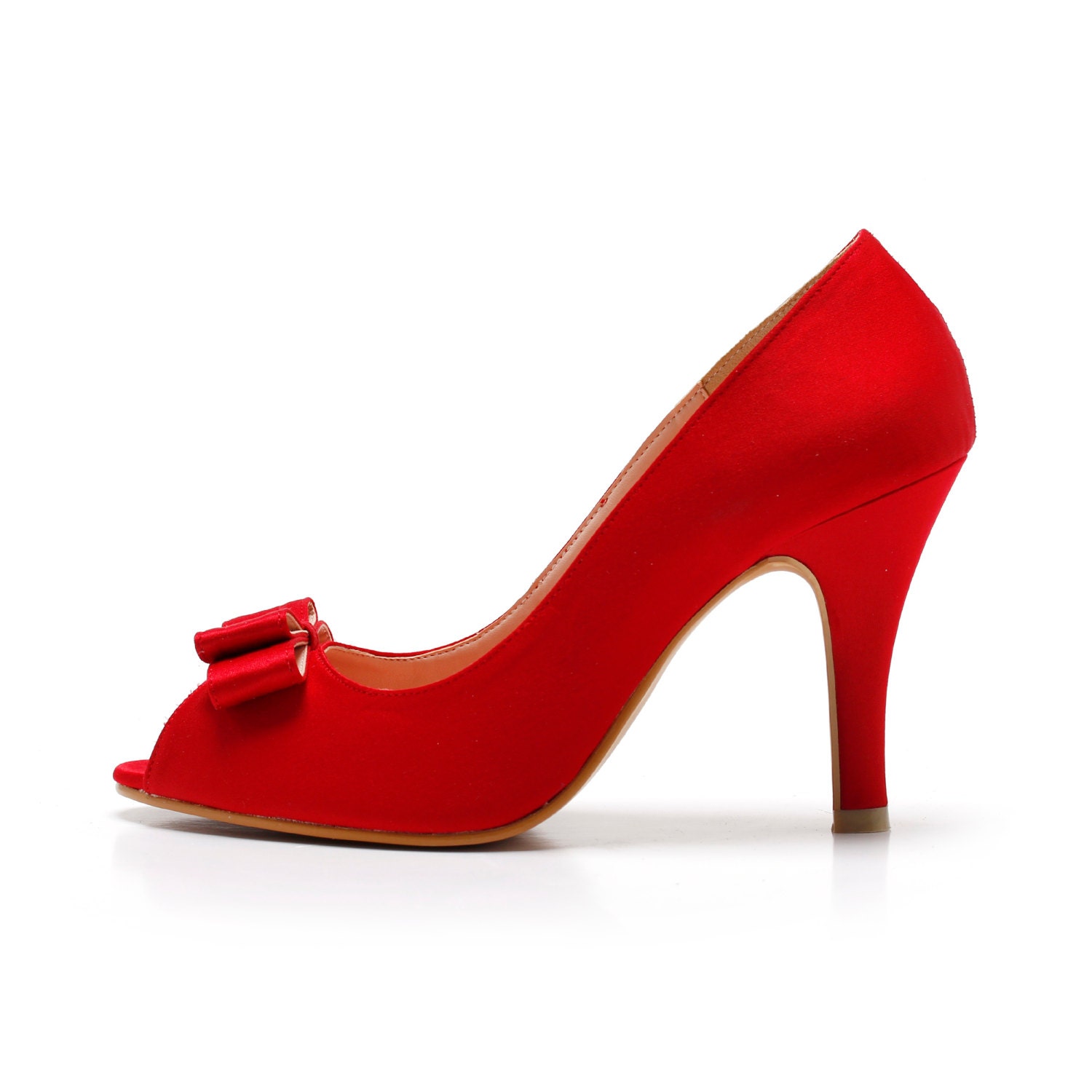 Princess Layla Red Red Peep Toe Court ShoesRed by ChristyNgShoes