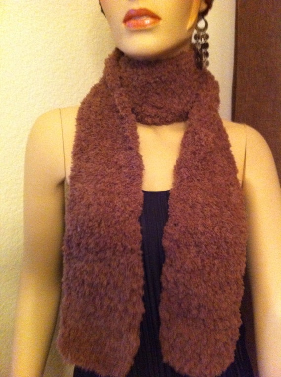 Crochet Mocha Fluffy Scarf