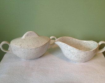 Melmac sugar bowl and creamer set
