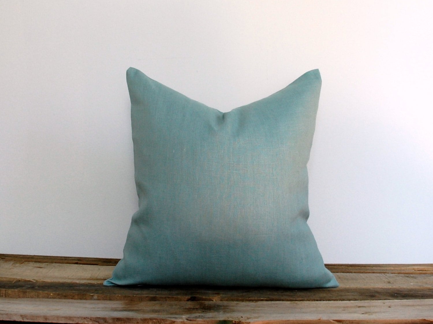 Linen Blue Decorative Pillow Cover Solid Throw by MadeOfClothShop