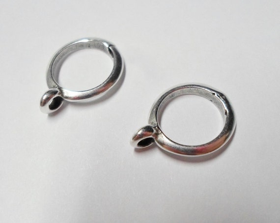 2 Sterling Silver Plated 10mm Round Thin Charm Holders bail