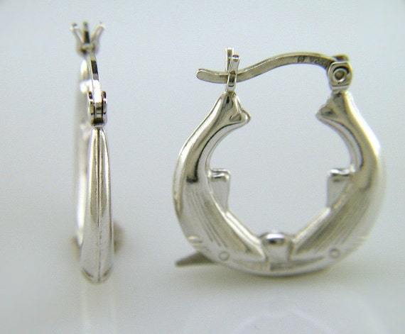 Kissing Dolphins Hoop Earrings 100% Sterling by Silvershowroom