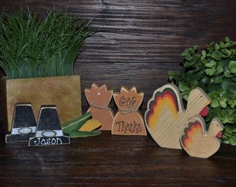 Primitive Thanksgiving Decor Add-on Pieces, Personalized Fall Decor, Thanksgiving Decoration Housewarming Hostess Gift Pilgrim Indian Turkey