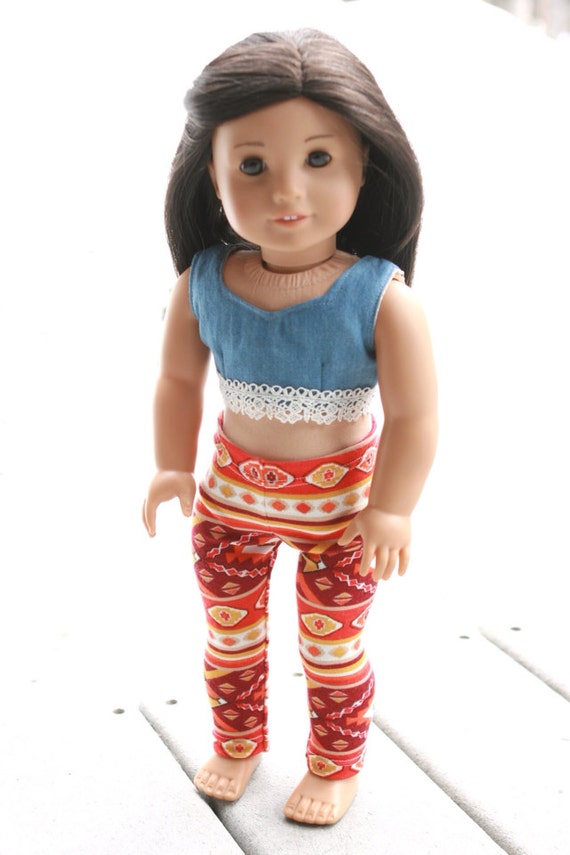 The Uptown Leggings, Tight Leggings with a Navajo Blanket Pattern to fit American Girl and other 18" Dolls