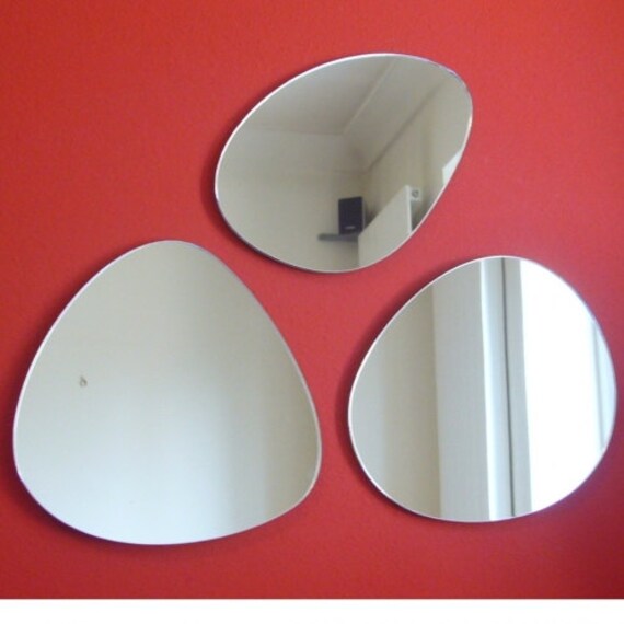 Group of 3 Pebble Shaped Mirrors 2 Sizes Available