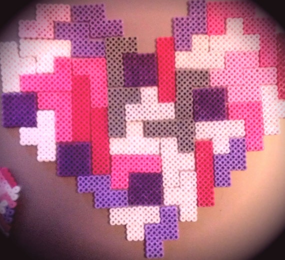 Geek Love Tetris Perler Heart Magnet Set