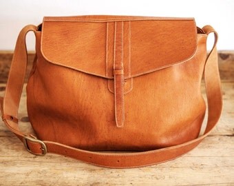 SATCHEL Leather Bag // Big Leather handbag // Brown coach leather bags // Messenger Tote bag ORGANIC XL