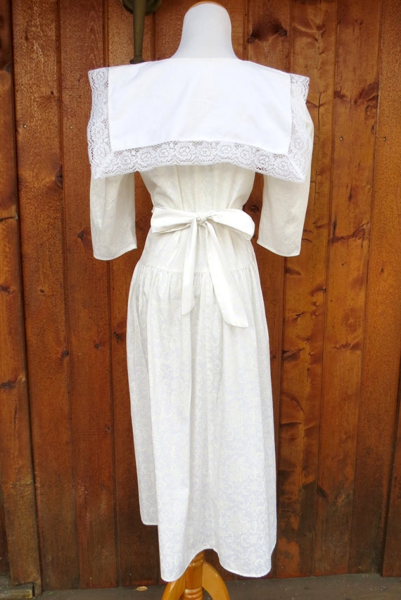 Hippie Wedding Dress White Embroidered Lace Boho Maxi Dress