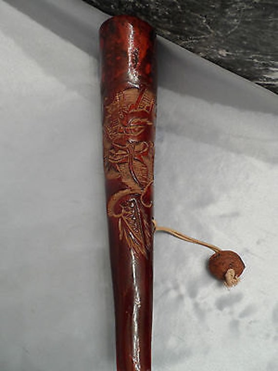 Japanese Cigarette Holder Dragon Carved Wood by BARRYJOHNSONRTIRED