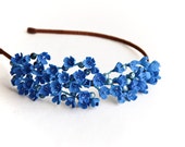 Blue flower hair accessory, hair accessories, Headband  -TENDERNESS-blue flower girl crown