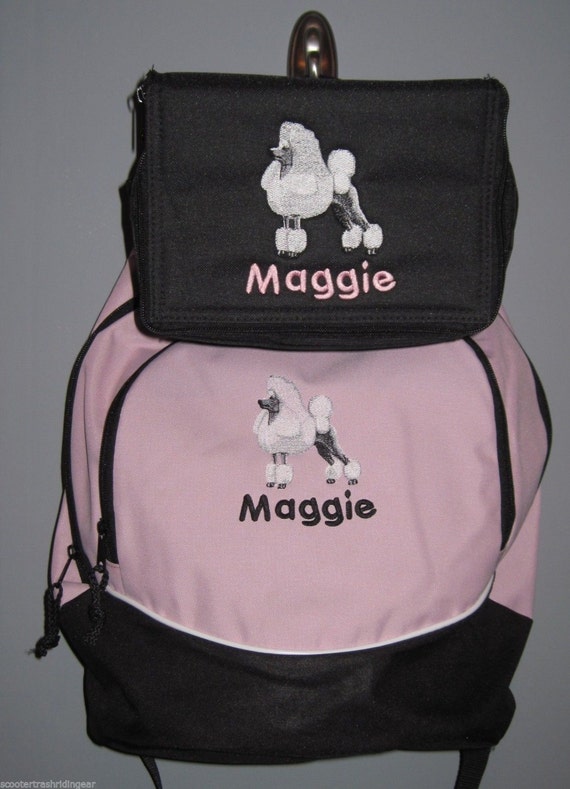 PERSONALIZED Poodle Dog Backpack & Lunch bag Set school book ...